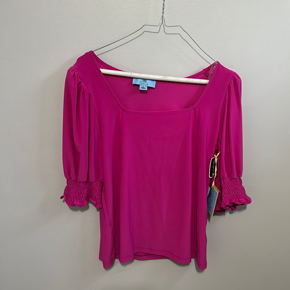 Mock sleeve square neck blouse